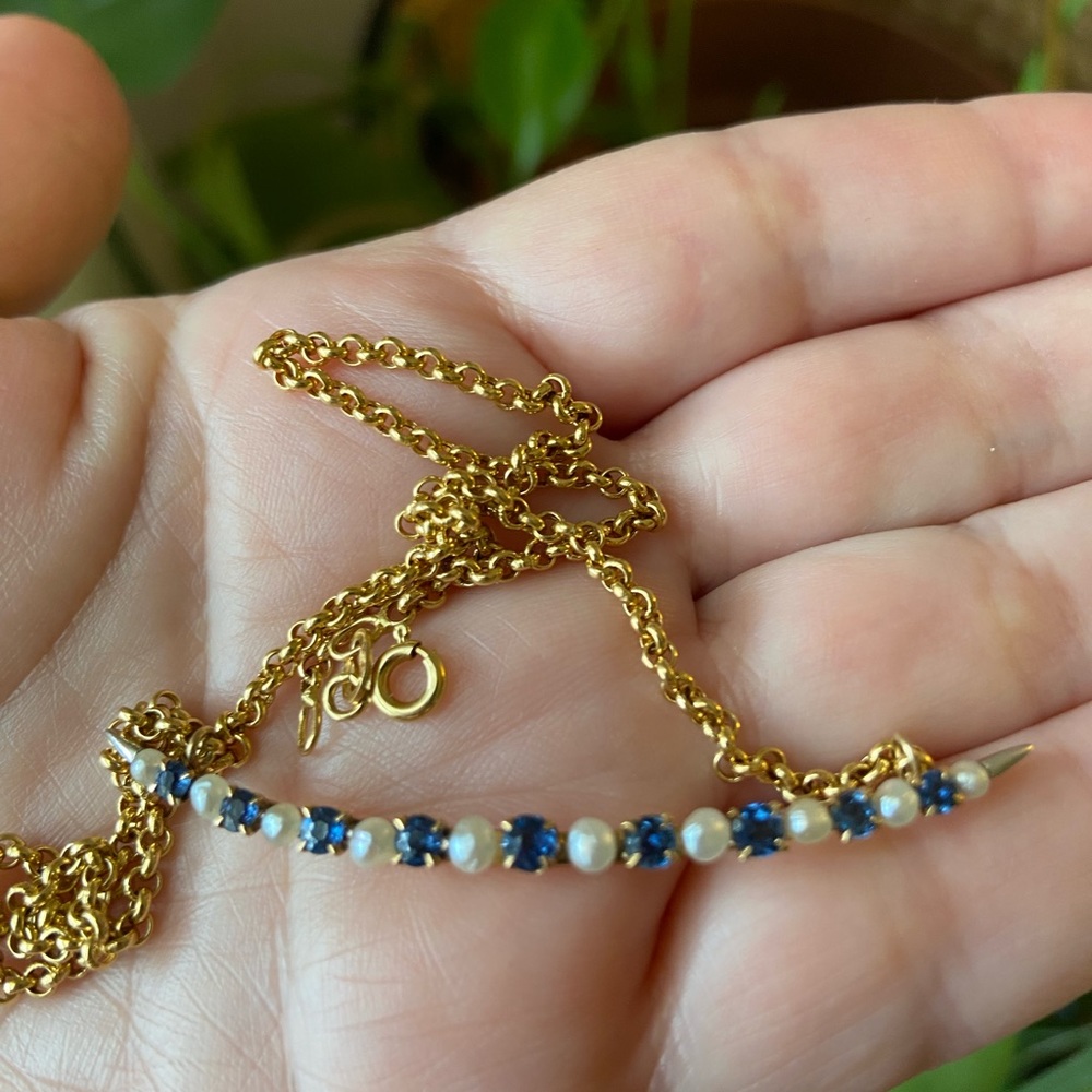Vintage 1920's Pendant - 14K Gold, Sapphires and Pearls - Commissioned Piece - Picture 7 of 12